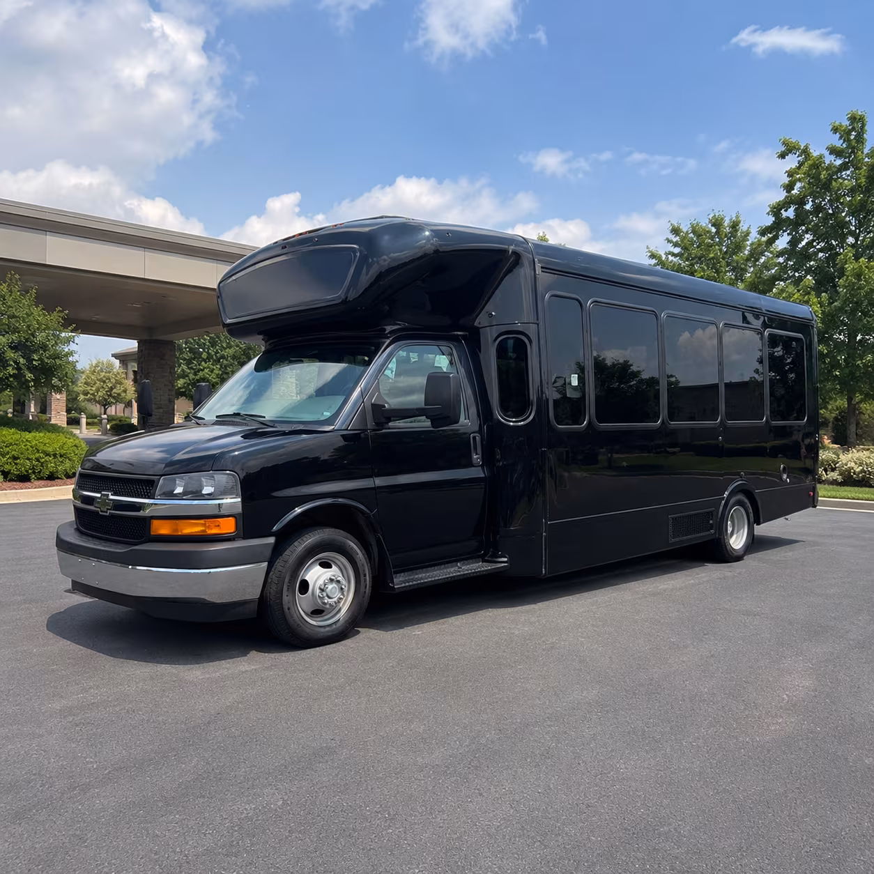 Group beside a Mercedes Sprinter limo in Rio Rancho