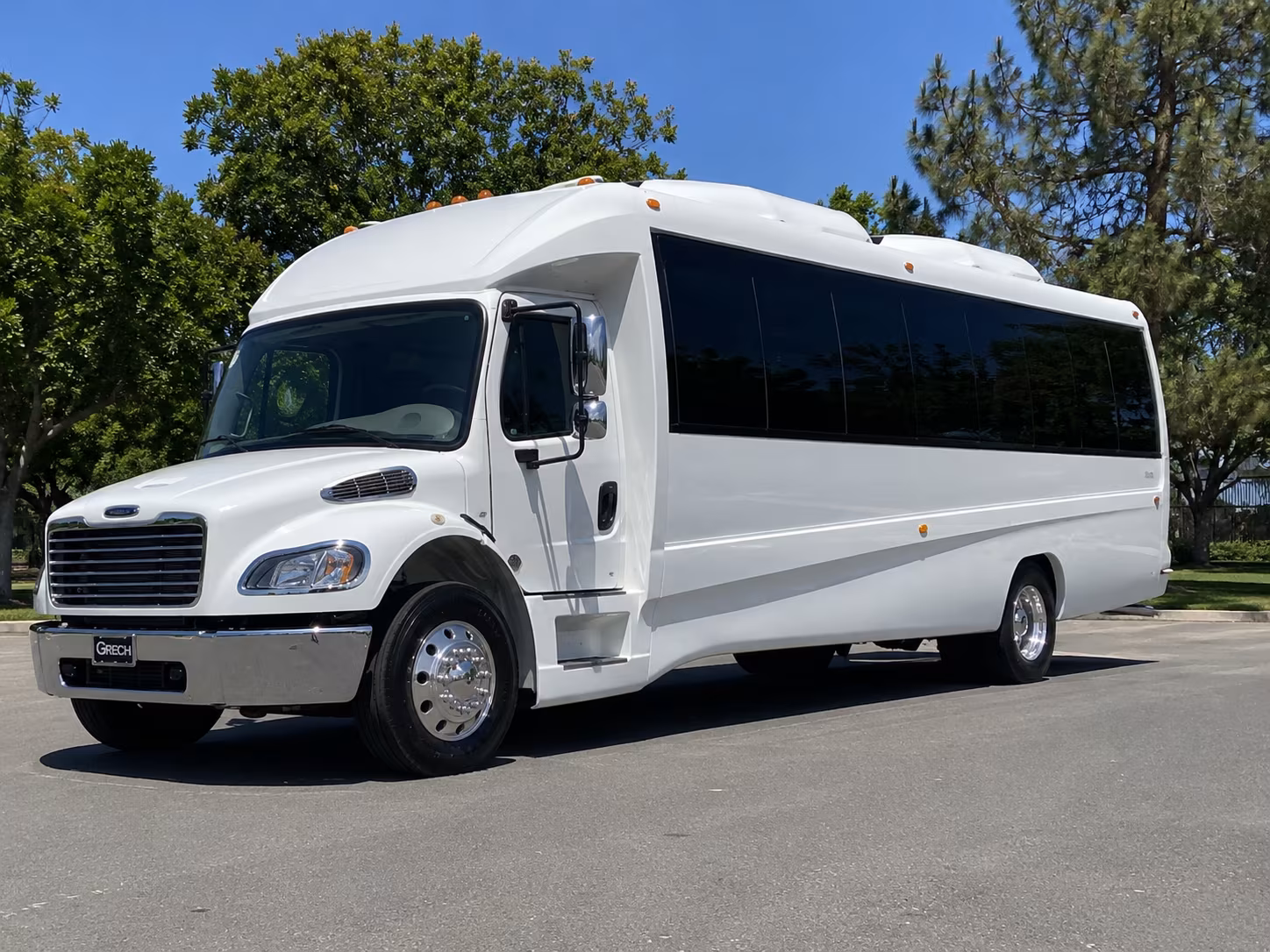Passenger seating aboard a party bus rental serving Rio Rancho