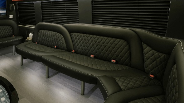 Interior of Charter Bus Company Carlsbad's 14 Passenger Sprinter Limousine in Carlsbad