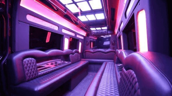 Interior of Charter Bus Company Santa Fe's 15 Passenger Party Bus in Santa Fe