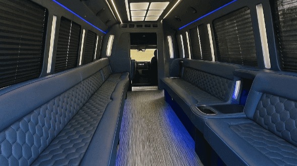 Interior of Charter Bus Company Farmington's 20 Passenger Party Bus in Farmington