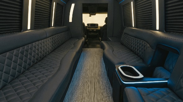 Interior of Charter Bus Company Carlsbad's 25 Passenger Party Bus in Carlsbad