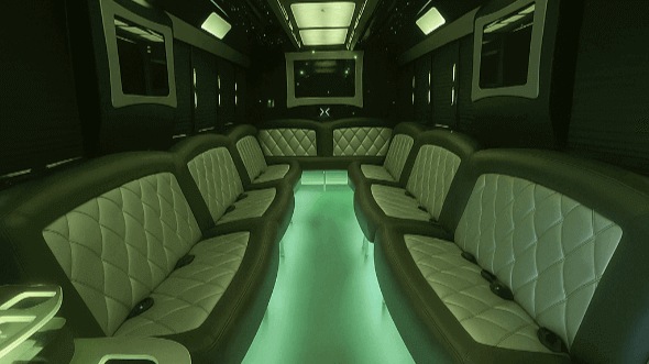 Interior of Charter Bus Company Farmington's 25 Passenger Party Bus in Farmington