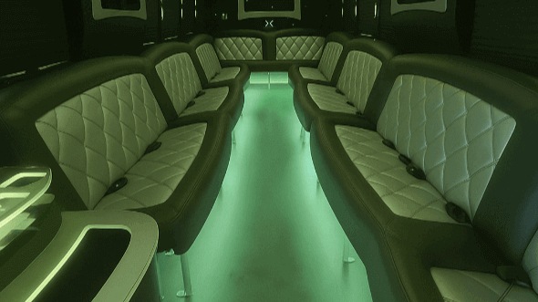 Interior of Charter Bus Company Clovis's 30 Passenger Party Bus in Clovis