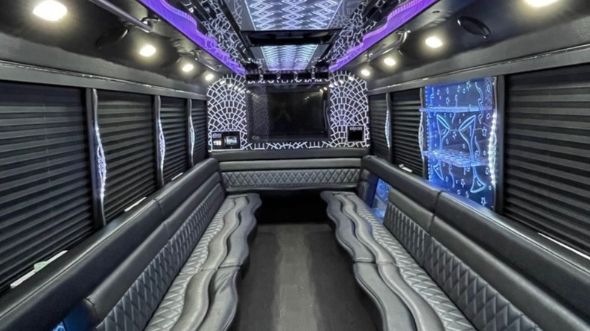 Interior of Charter Bus Company Farmington's 30 Passenger Party Bus in Farmington