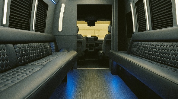 Interior of Charter Bus Company Roswell's 40 Passenger Party Bus in Roswell